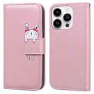 For iPhone 13 Pro Cartoon Buckle Horizontal Flip Leather Phone Case(Pink) - 1