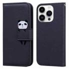 For iPhone 13 Pro Cartoon Buckle Horizontal Flip Leather Phone Case(Black) - 1