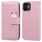 For iPhone 12 mini Cartoon Buckle Horizontal Flip Leather Phone Case(Pink) - 1