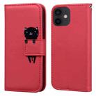 For iPhone 12 mini Cartoon Buckle Horizontal Flip Leather Phone Case(Red) - 1