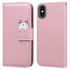 For iPhone X / XS Cartoon Buckle Horizontal Flip Leather Phone Case(Pink) - 1