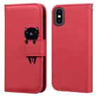 For iPhone X / XS Cartoon Buckle Horizontal Flip Leather Phone Case(Red) - 1