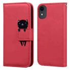 For iPhone XR Cartoon Buckle Horizontal Flip Leather Phone Case(Red) - 1