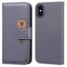 For iPhone XS Max Cartoon Buckle Horizontal Flip Leather Phone Case(Grey) - 1