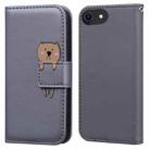 For iPhone SE 2022 /2020 / 8 / 7 Cartoon Buckle Horizontal Flip Leather Phone Case(Grey) - 1