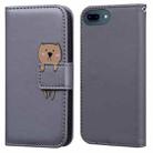 For iPhone 8 Plus / 7 Plus Cartoon Buckle Horizontal Flip Leather Phone Case(Grey) - 1