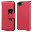 For iPhone 8 Plus / 7 Plus Cartoon Buckle Horizontal Flip Leather Phone Case(Red) - 1