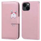 For iPhone 15 Plus Cartoon Buckle Horizontal Flip Leather Phone Case(Pink) - 1