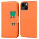 For iPhone 15 Cartoon Buckle Horizontal Flip Leather Phone Case(Orange) - 1