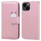 For iPhone 15 Cartoon Buckle Horizontal Flip Leather Phone Case(Pink) - 1