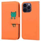 For iPhone 15 Pro Cartoon Buckle Horizontal Flip Leather Phone Case(Orange) - 1