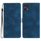 For OPPO Find X5 Flower Butterfly Embossing Pattern Leather Phone Case(Blue) - 1