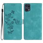 For OPPO Find X5 Flower Butterfly Embossing Pattern Leather Phone Case(Sky Blue) - 1