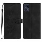 For OPPO Find X5 Flower Butterfly Embossing Pattern Leather Phone Case(Black) - 1