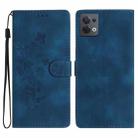 For OPPO Reno8 5G Flower Butterfly Embossing Pattern Leather Phone Case(Blue) - 1