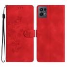 For OPPO Reno8 Pro 5G Flower Butterfly Embossing Pattern Leather Phone Case(Red) - 1