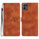 For OPPO Reno8 Pro 5G Flower Butterfly Embossing Pattern Leather Phone Case(Brown) - 1