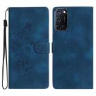 For OPPO A52 / A72 / A92 Flower Butterfly Embossing Pattern Leather Phone Case(Blue) - 1