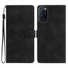 For OPPO A52 / A72 / A92 Flower Butterfly Embossing Pattern Leather Phone Case(Black) - 1