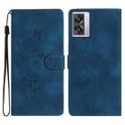 For OPPO A57 2022 / A77 5G Flower Butterfly Embossing Pattern Leather Phone Case(Blue) - 1