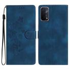 For OPPO A74 / A54 / A93 5G Flower Butterfly Embossing Pattern Leather Phone Case(Blue) - 1