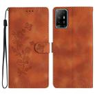 For OPPO A94 5G Flower Butterfly Embossing Pattern Leather Phone Case(Brown) - 1