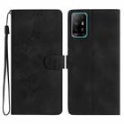 For OPPO A94 5G Flower Butterfly Embossing Pattern Leather Phone Case(Black) - 1