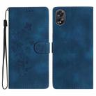 For OPPO A18 Flower Butterfly Embossing Pattern Leather Phone Case(Blue) - 1