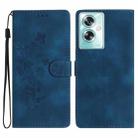 For OPPO A79 5G Flower Butterfly Embossing Pattern Leather Phone Case(Blue) - 1