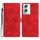 For OPPO A79 5G Flower Butterfly Embossing Pattern Leather Phone Case(Red) - 1