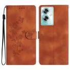 For OPPO A79 5G Flower Butterfly Embossing Pattern Leather Phone Case(Brown) - 1