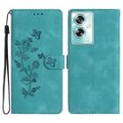 For OPPO A79 5G Flower Butterfly Embossing Pattern Leather Phone Case(Sky Blue) - 1