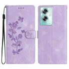 For OPPO A79 5G Flower Butterfly Embossing Pattern Leather Phone Case(Purple) - 1