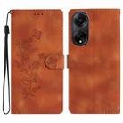 For OPPO A98 5G Flower Butterfly Embossing Pattern Leather Phone Case(Brown) - 1