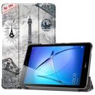 For Huawei MatePad T8 Coloured Drawing Pattern Horizontal Flip Leather Case with Three-folding Holder(Retro Tower) - 1