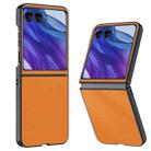 For Motorola Razr 50 Ultra Ultra-thin Plain Skin Leather Phone Case(Orange) - 1