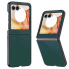 For Motorola Razr 50 Ultra-thin Plain Skin Leather Phone Case(Green) - 1