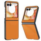 For Motorola Razr 50 Ultra-thin Plain Skin Leather Phone Case(Orange) - 1