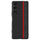 For Sony Xperia 1 V Ultra-thin Carbon Fiber Texture Printing Phone Case(Black Red) - 1