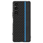 For Sony Xperia 1 V Ultra-thin Carbon Fiber Texture Printing Phone Case(Black Blue) - 1