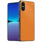 For Sony Xperia 10  VI Ultra-thin Plain Skin Leather Phone Case(Orange) - 1