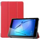 For Huawei MatePad T8 Custer Texture Horizontal Flip Leather Case with Three-folding Holder(Red) - 1