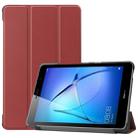 For Huawei MatePad T8 Custer Texture Horizontal Flip Leather Case with Three-folding Holder(Wine Red) - 1