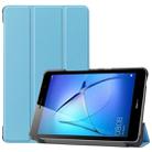 For Huawei MatePad T8 Custer Texture Horizontal Flip Leather Case with Three-folding Holder(Sky Blue) - 1