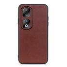 For Honor 90 Pro Lambskin Texture Genuine Leather Phone Case(Brown) - 1