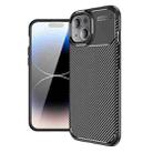 For iPhone 15 Carbon Fiber Texture Shockproof TPU Phone Case(Black) - 1