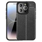 For iPhone 15 Pro Max Litchi Texture Shockproof TPU Phone Case(Black) - 1