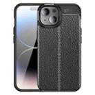 For iPhone 15 Plus Litchi Texture Shockproof TPU Phone Case(Black) - 1