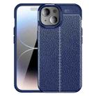 For iPhone 15 Plus Litchi Texture Shockproof TPU Phone Case(Blue) - 1