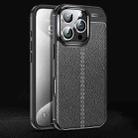 For iPhone 16 Pro Max Litchi Texture Shockproof TPU Phone Case(Black) - 1